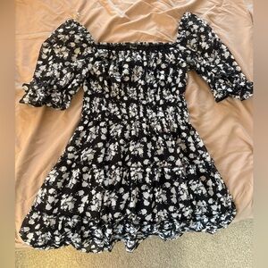 Floral Black and White Dress